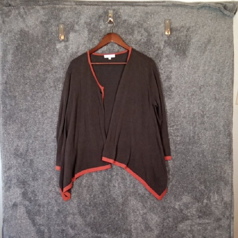 Bryn Walker Brown and Red Cardigan Sweater with Classic Knit Design Open Size S